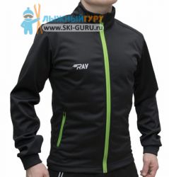 Куртка разминочная RAY, модель Casual (Kid), цвет черный/зеленый, размер 40 (рост 146-152 см)