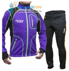 Лыжный костюм RAY, модель Star (Kid), цвет фиолетовый/черный/желтый (штаны с горчичными вставками), размер 34 (рост 128-134 см)