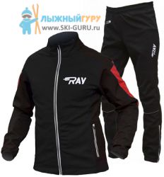 Лыжный разминочный костюм RAY, модель Pro Race (Man), цвет черный/красный размер 52 (XL)