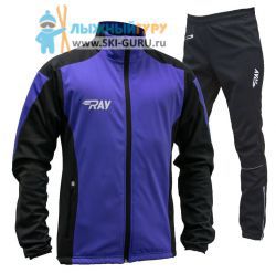Лыжный костюм RAY, модель Pro Race (Boy), цвет фиолетовый/черный (штаны с кантом), размер 34 (рост 128-134 см)