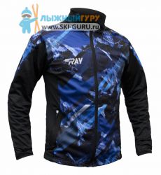 Куртка разминочная RAY, модель Pro Race принт (Kid), синий/черный, размер 40 (рост 146-152 см)