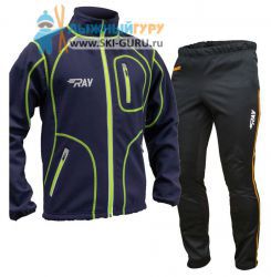 Лыжный костюм RAY, модель Star (Unisex), цвет темно-синий с лимонным швом (штаны с горчичными вставками) размер 46 (S)