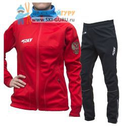 Лыжный костюм RAY, модель Star (Girl), цвет красный/голубой белая молния (штаны с кантом), размер 40 (рост 146-152 см)