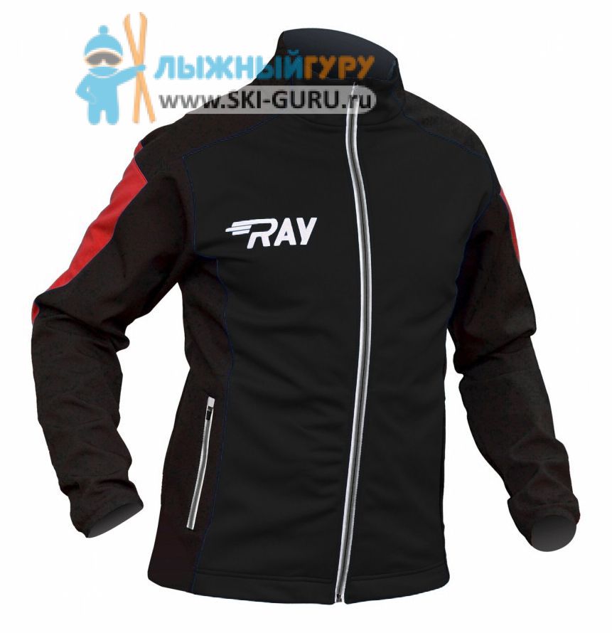 Куртка разминочная RAY, модель Pro Race (Man), цвет черный/красный размер 44 (XS)