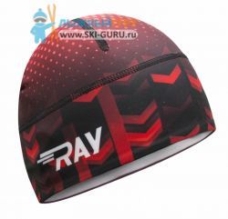 Лыжная шапка RAY, термобифлекс, цвет красный/черный/белый, рисунок Вектор 2, размер L