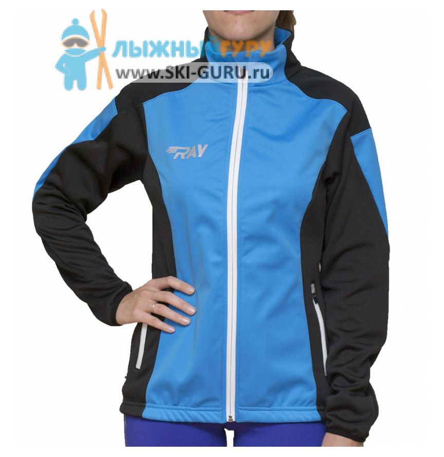 Куртка разминочная RAY, модель Pro Race (Girl), цвет синий/черный, размер 38 (рост 140-146 см)