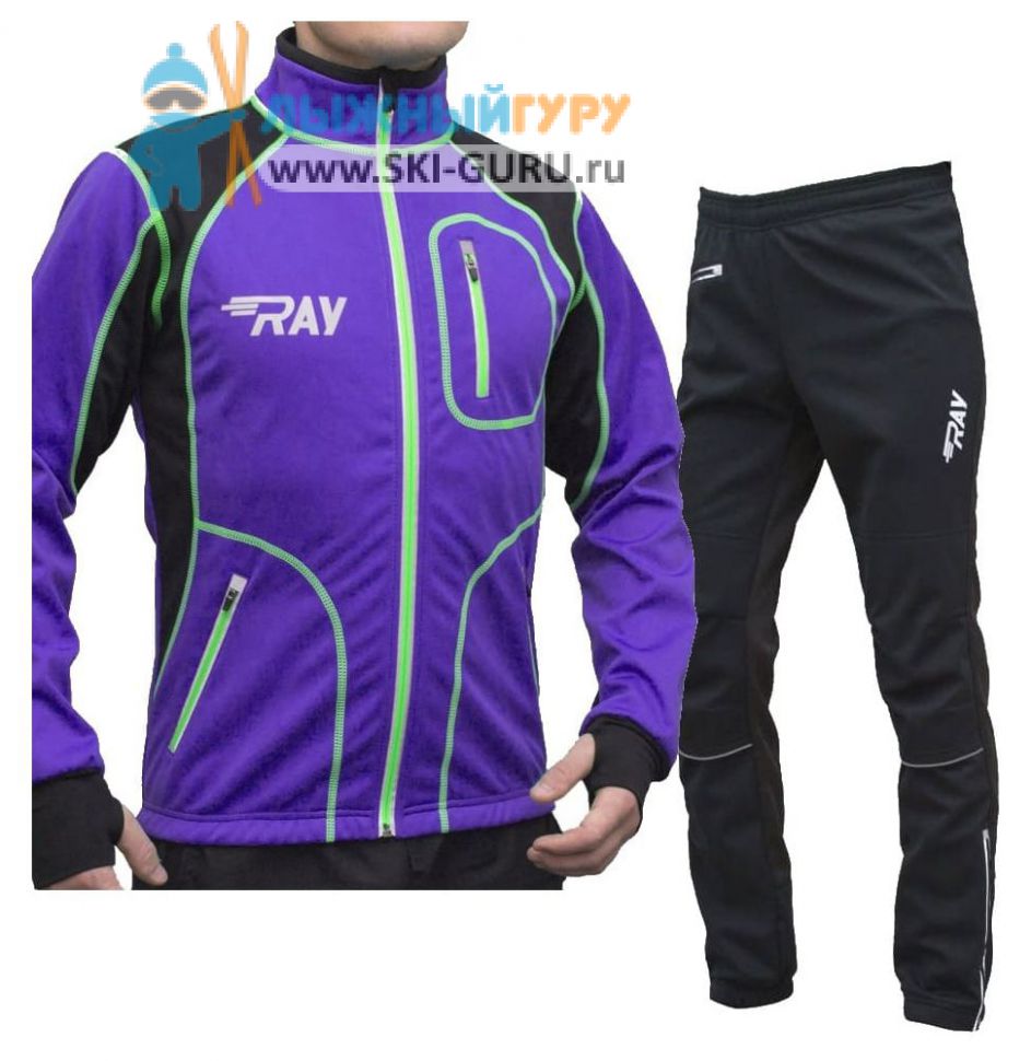 Лыжный костюм RAY, модель Star (Unisex), цвет фиолетовый/черный/желтый (штаны с кантом) размер 44 (XS)