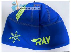 Лыжная шапка RAY, термобифлекс, цвет фиолетовый/черный/белый/неоновый, рисунок Снежинка, размер M