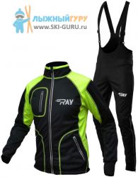 Лыжный разминочный костюм RAY, модель Star (Kid), цвет черный/лимон желтый шов, размер 38 (рост 140-146 см)