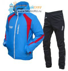 Теплый лыжный костюм RAY, Патриот (Kid), цвет синий/красный (штаны с кантом), размер 40 (рост 146-152 см)