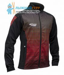 Лыжная разминочная куртка RAY, модель Pro Race принт (Man), цвет черный/красный размер 50 (L)