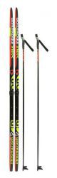 Лыжный комплект STC (лыжи 195 см + крепления NNN + палки 155 см), цвет черный/желтый/красный, рисунок Innovation