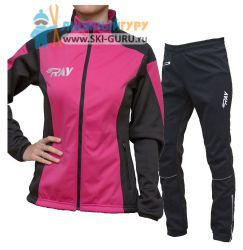 Лыжный костюм RAY, модель Pro Race (Girl), цвет малиновый/черный (штаны с кантом), размер 38 (рост 140-146 см)