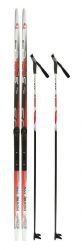 Лыжный комплект STC (лыжи 160 см + крепления NNN + палки 120 см), цвет белый/красный/черный, рисунок Snowway