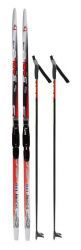 Лыжный комплект STC (лыжи 195 см + крепления NNN + палки 155 см), цвет белый/красный/черный, рисунок Snowway