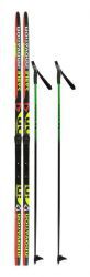 Лыжный комплект STC (лыжи 180 см + крепления SNS + палки 140 см), цвет черный/желтый/красный, рисунок Innovation