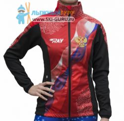 Куртка разминочная RAY, модель Pro Race принт (Woman), красный флаг РФ, размер 46 (M)