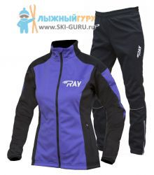 Лыжный разминочный костюм RAY, модель Pro Race (Girl), цвет фиолетовый/черный, размер 38 (рост 140-146 см)