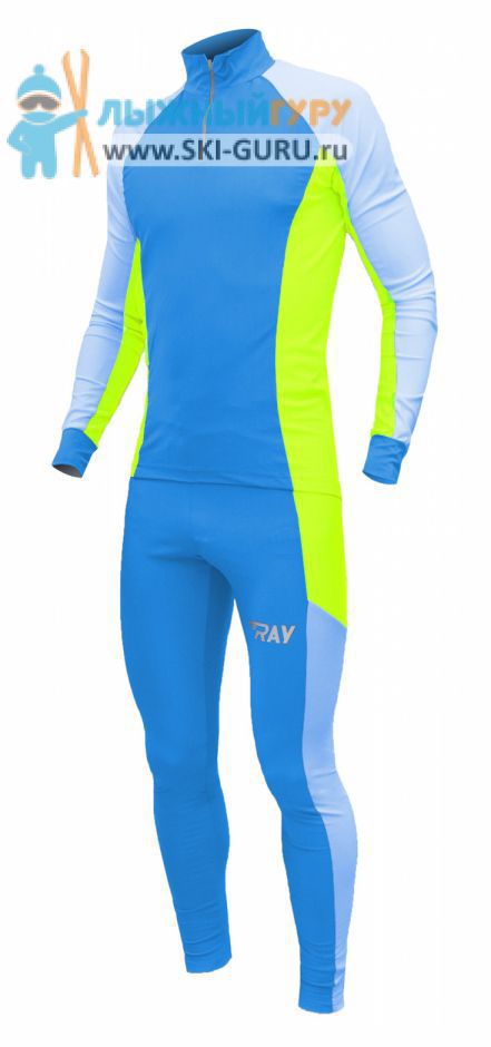 Лыжный гоночный комбинезон RAY, модель Race (Kid), цвет синий/голубой/желтый, размер 34 (рост 128-134 см)