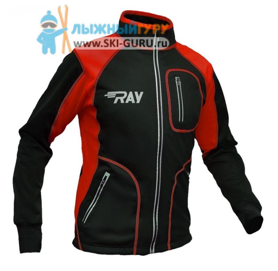 Куртка разминочная RAY, модель Star (Kid), цвет черный/красный, размер 36 (рост 135-140 см)