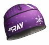 Лыжная шапка RAY, термобифлекс, цвет фиолетовый/белый, рисунок Снежинка, размер L