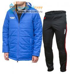 Теплый лыжный костюм RAY, Классик синий (штаны с красными вставками) размер 46 (S)
