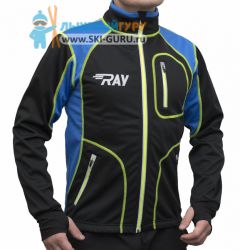 Куртка разминочная RAY, модель Star (Unisex), цвет черный/синий лимонный шов размер 46 (S)