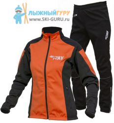 Лыжный разминочный костюм RAY, модель Pro Race (Woman), цвет оранжевый/черный, размер 44 (S)